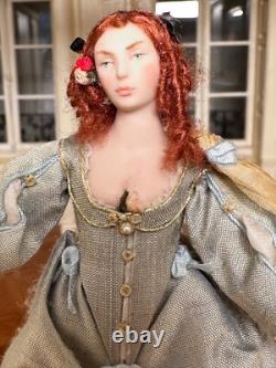 Dolls house miniature 112 pretty Stuart lady doll by JILL BENNETT