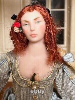 Dolls house miniature 112 pretty Stuart lady doll by JILL BENNETT
