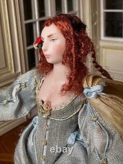 Dolls house miniature 112 pretty Stuart lady doll by JILL BENNETT