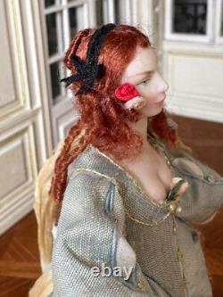Dolls house miniature 112 pretty Stuart lady doll by JILL BENNETT