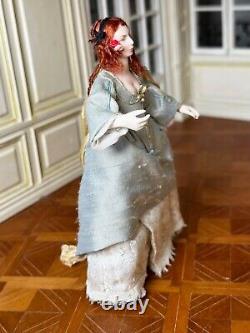 Dolls house miniature 112 pretty Stuart lady doll by JILL BENNETT