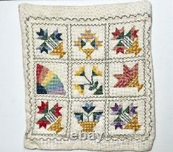 Dolls house miniature 112 pretty needlework bedspread (1) 165 mm x 185 mm