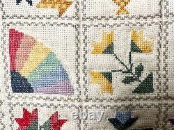 Dolls house miniature 112 pretty needlework bedspread (1) 165 mm x 185 mm