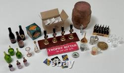 Dolls house miniature 112 pub / bar job lot beer glasses pumps crisps nuts
