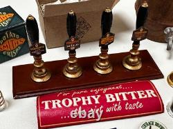 Dolls house miniature 112 pub / bar job lot beer glasses pumps crisps nuts