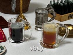 Dolls house miniature 112 pub / bar job lot beer glasses pumps crisps nuts