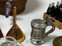 Dolls house miniature 112 pub / bar job lot beer glasses pumps crisps nuts