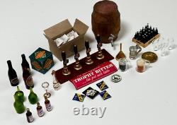 Dolls house miniature 112 pub / bar job lot beer glasses pumps crisps nuts