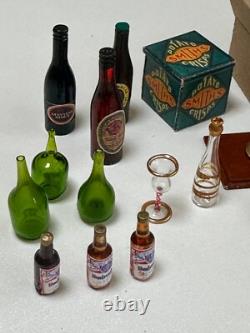 Dolls house miniature 112 pub / bar job lot beer glasses pumps crisps nuts