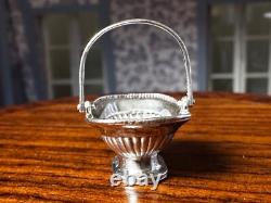 Dolls house miniature 112 silver 925 cake basket by ROYAL TUNBRIDGE WELLS MINS