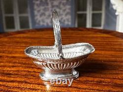 Dolls house miniature 112 silver 925 cake basket by ROYAL TUNBRIDGE WELLS MINS