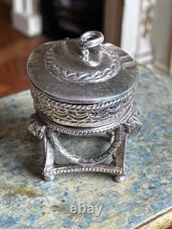 Dolls house miniature 112 silver 925 tea caddy by TUNBRIDGE WELLS MINIATURES