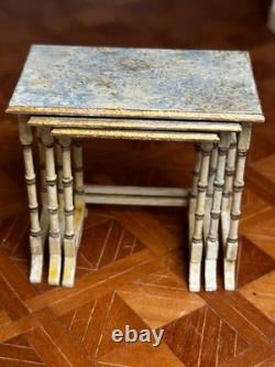 Dolls house miniature 112 vintage ARTISAN nest of tables by HELEN O'KEEFE
