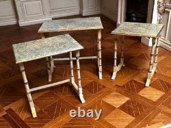 Dolls house miniature 112 vintage ARTISAN nest of tables by HELEN O'KEEFE