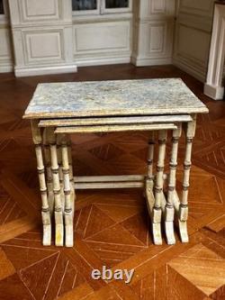 Dolls house miniature 112 vintage ARTISAN nest of tables by HELEN O'KEEFE