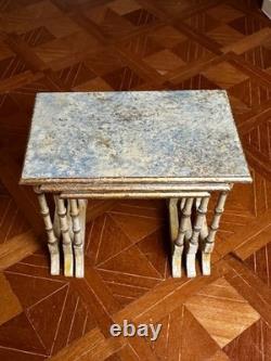 Dolls house miniature 112 vintage ARTISAN nest of tables by HELEN O'KEEFE
