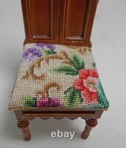 Dolls house miniature Artisan Antique Austrian Petit Point Gothic Revival CHAIR