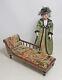 Dolls House Miniature Artisan Mahogany Chaise Longue In Figural Petit Point