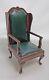 Dolls House Miniature Escutcheon Campaign Leather Chair Morphing Into Bed Chaise