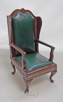 Dolls house miniature Escutcheon Campaign Leather Chair Morphing into Bed Chaise