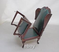 Dolls house miniature Escutcheon Campaign Leather Chair Morphing into Bed Chaise