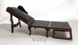 Dolls house miniature Escutcheon Campaign Leather Chair Morphing into Bed Chaise