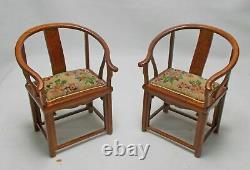 Dolls house miniature FLORAL Petit Point PAIR CURVED JBM CHAIRS