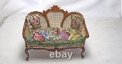 Dolls house miniature JBM Cane Quality Sofa Settee Antique Austrian Petit Point