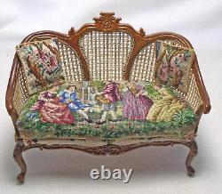 Dolls house miniature JBM Cane Quality Sofa Settee Antique Austrian Petit Point