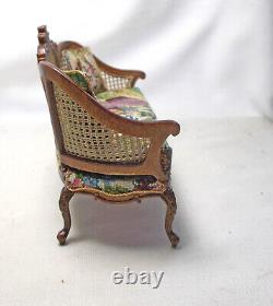 Dolls house miniature JBM Cane Quality Sofa Settee Antique Austrian Petit Point