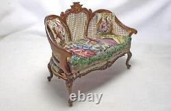 Dolls house miniature JBM Cane Quality Sofa Settee Antique Austrian Petit Point