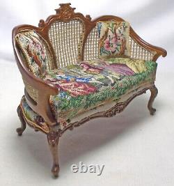 Dolls house miniature JBM Cane Quality Sofa Settee Antique Austrian Petit Point