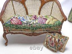 Dolls house miniature JBM Cane Quality Sofa Settee Antique Austrian Petit Point