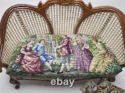 Dolls house miniature JBM Cane Quality Sofa Settee Antique Austrian Petit Point