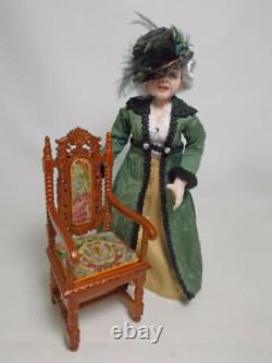 Dolls house miniature JIAYI CARVED CHAIR upholstered in Micro Petit Point (D)