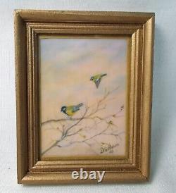 Dolls house miniature Painting by DAVID BREAN. No. 181 titled BLUE TITS