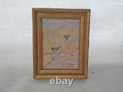 Dolls house miniature Painting by DAVID BREAN. No. 181 titled BLUE TITS