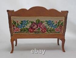 Dolls house miniature Quality Sofa / Settee with Antique Austrian Petit Point