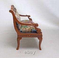 Dolls house miniature Quality Sofa / Settee with Antique Austrian Petit Point