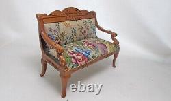 Dolls house miniature Quality Sofa / Settee with Antique Austrian Petit Point