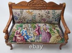 Dolls house miniature Quality Sofa / Settee with Antique Austrian Petit Point