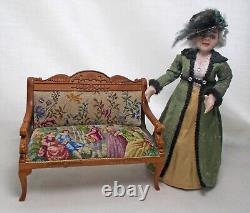 Dolls house miniature Quality Sofa / Settee with Antique Austrian Petit Point