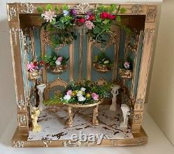 Dolls house miniature room box diorama display cabinet flower hall