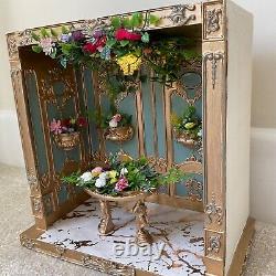 Dolls house miniature room box diorama display cabinet flower hall