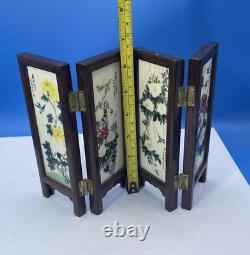 Dressing Screen Porcelain Chinese Girls Miniature Doll House 4 Fold Room Divider