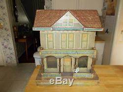 Early 1900s Bliss Or Reed Wood And Lithographed Large Size Dollhouse Opening Fro