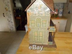 Early 1900s Bliss Or Reed Wood And Lithographed Large Size Dollhouse Opening Fro