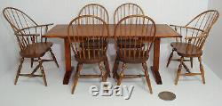 Ed Ted Norton Dollhouse Miniature Windsor 6pc Set Armchairs & Side Chairs +Table