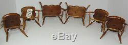 Ed Ted Norton Dollhouse Miniature Windsor 6pc Set Armchairs & Side Chairs +Table