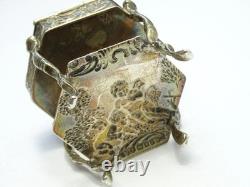 Edwardian Art Nouveau Sterling Silver Dolls House Miniature Cabinet Trinket Box